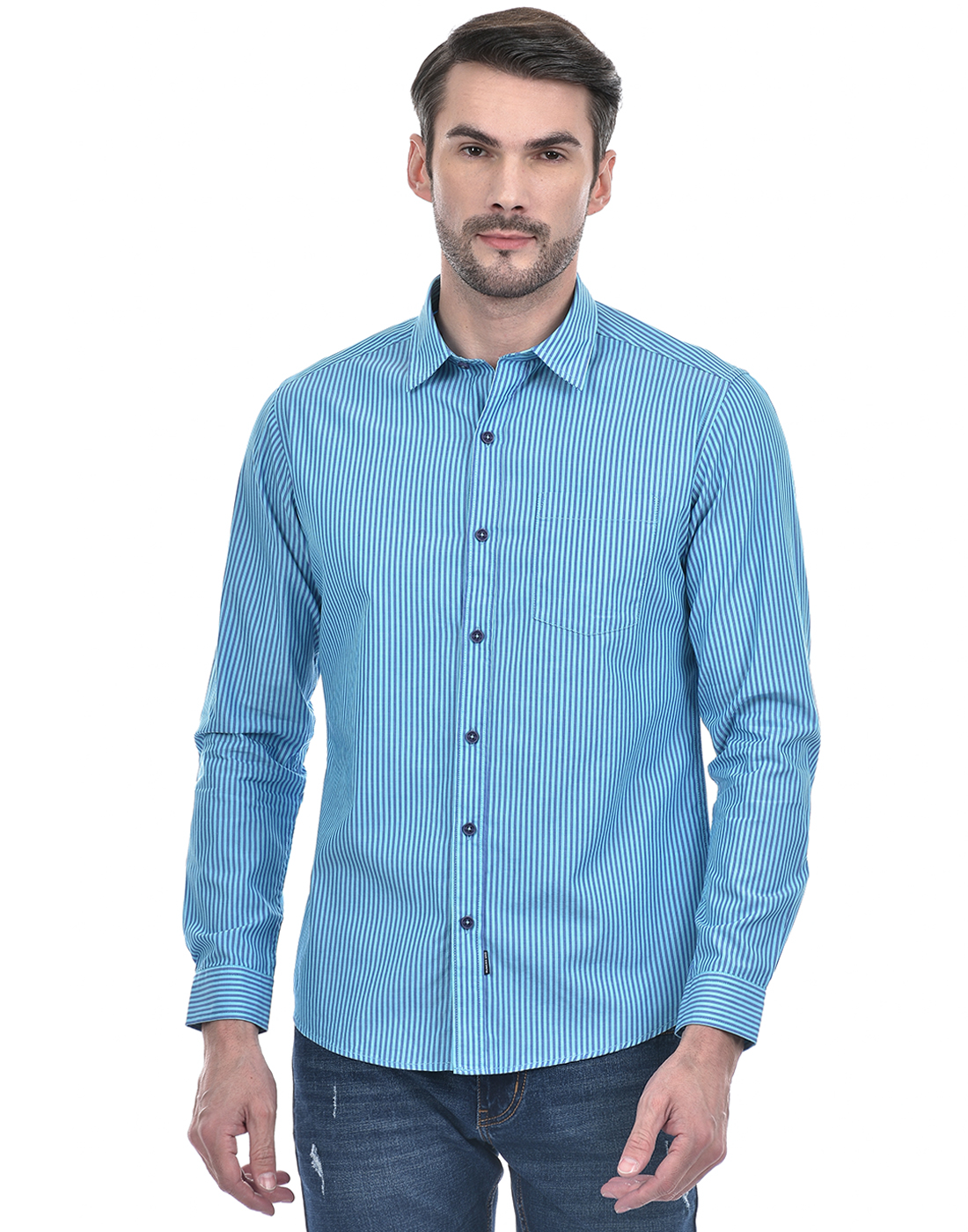 Numero Uno Men Striped Blue Shirt
